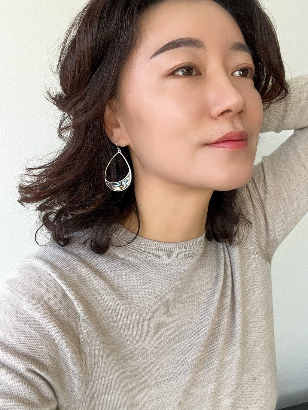 Abalone Teardrop Drop Earrings