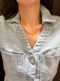 Pearl Paperclip Chain Necklace