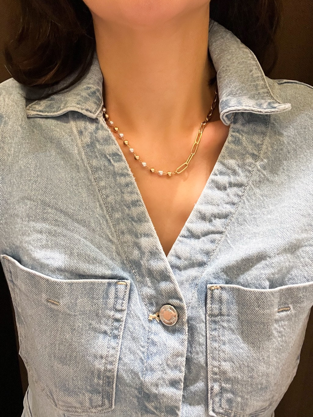 Pearl Paperclip Chain Necklace
