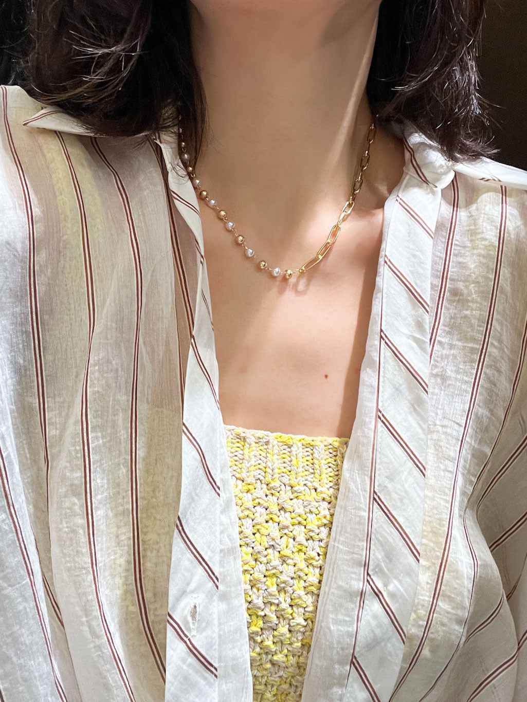 Pearl Paperclip Chain Necklace
