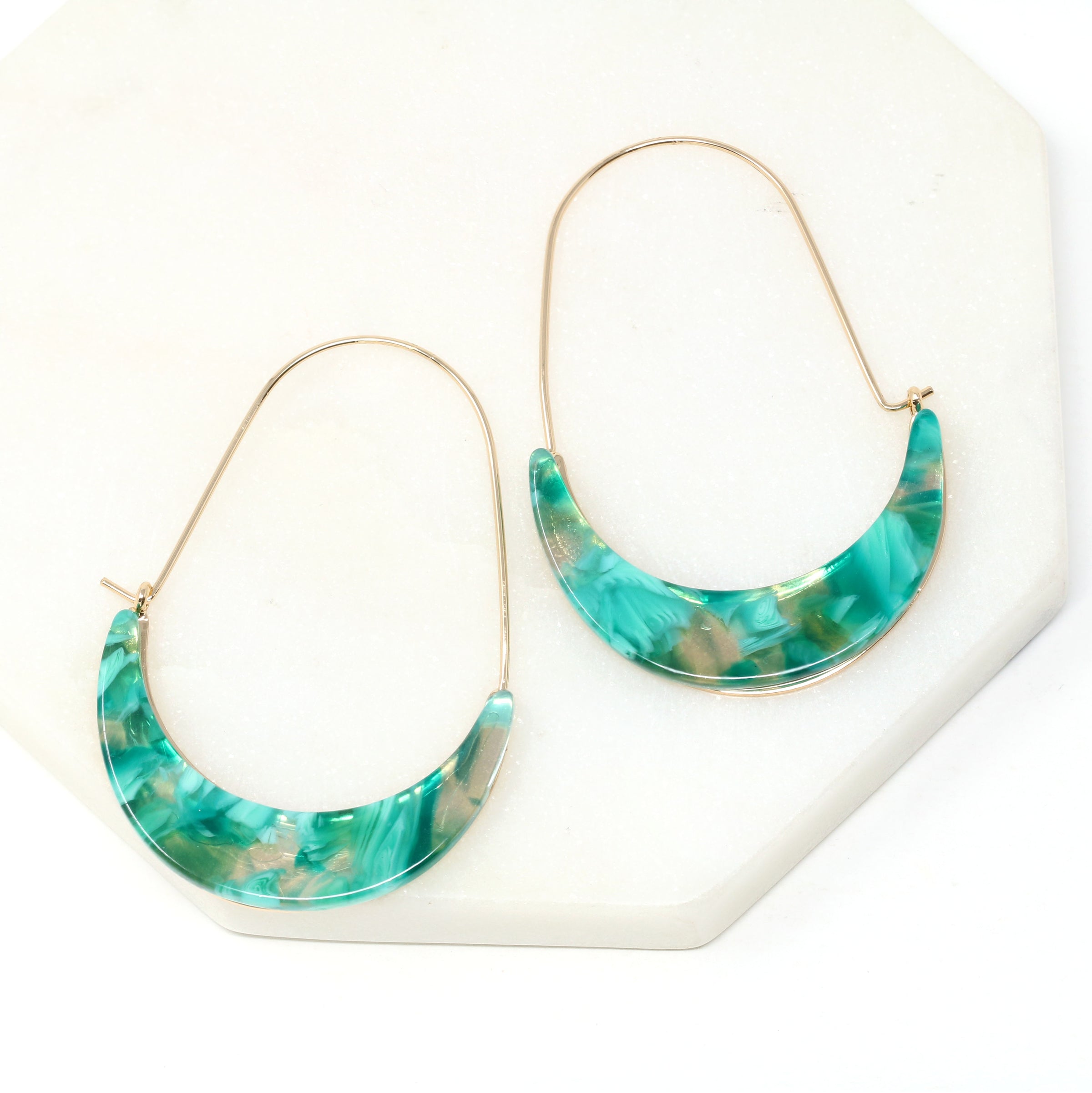 Crescent Resin Hoop Earrings