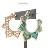 Floral Abalone Hoop Earrings