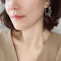 Floral Abalone Hoop Earrings