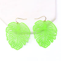 Neon Leaf Drop Earrings