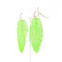 Neon Leaf Drop Earrings