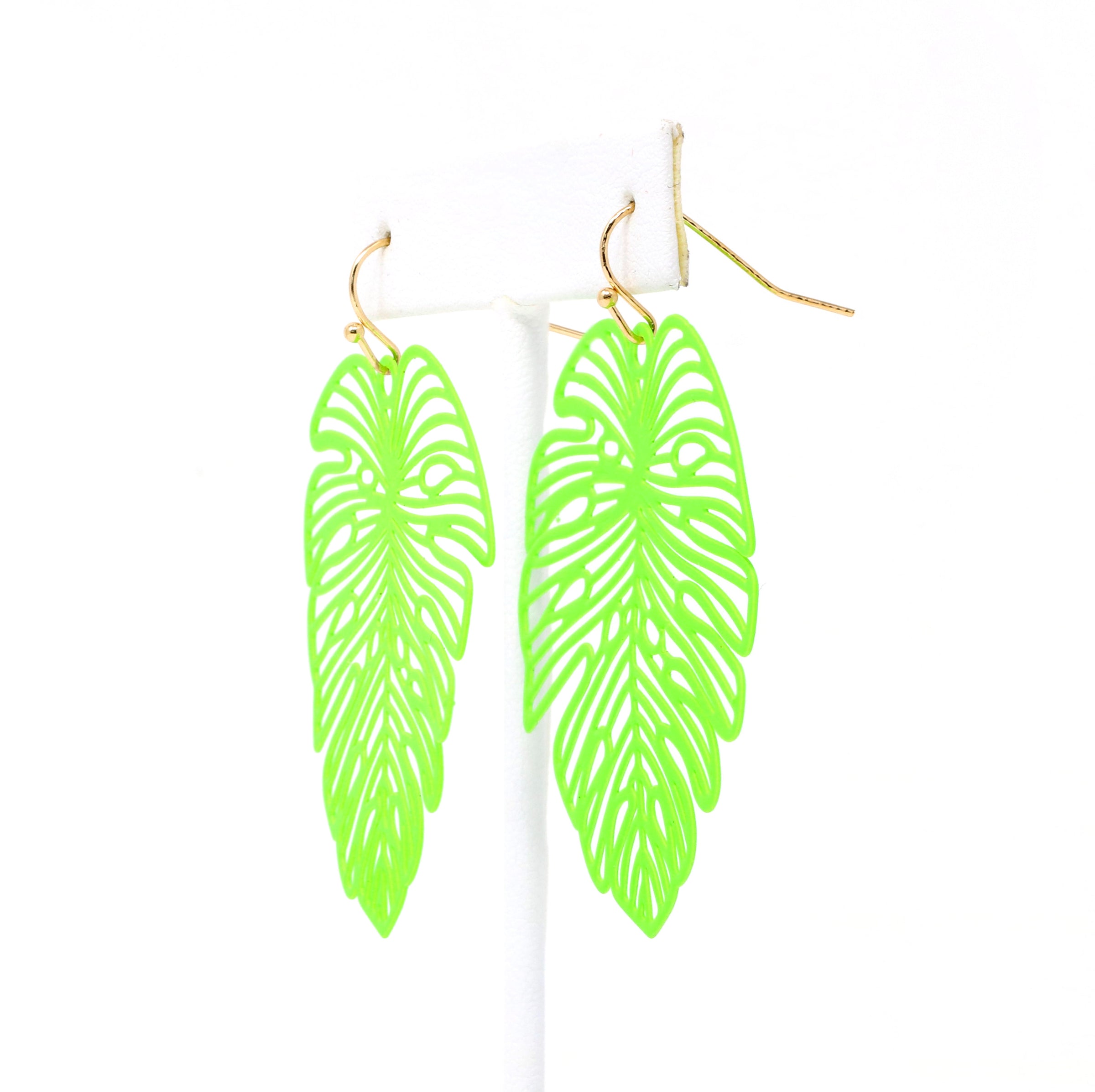 Neon Leaf Drop Earrings