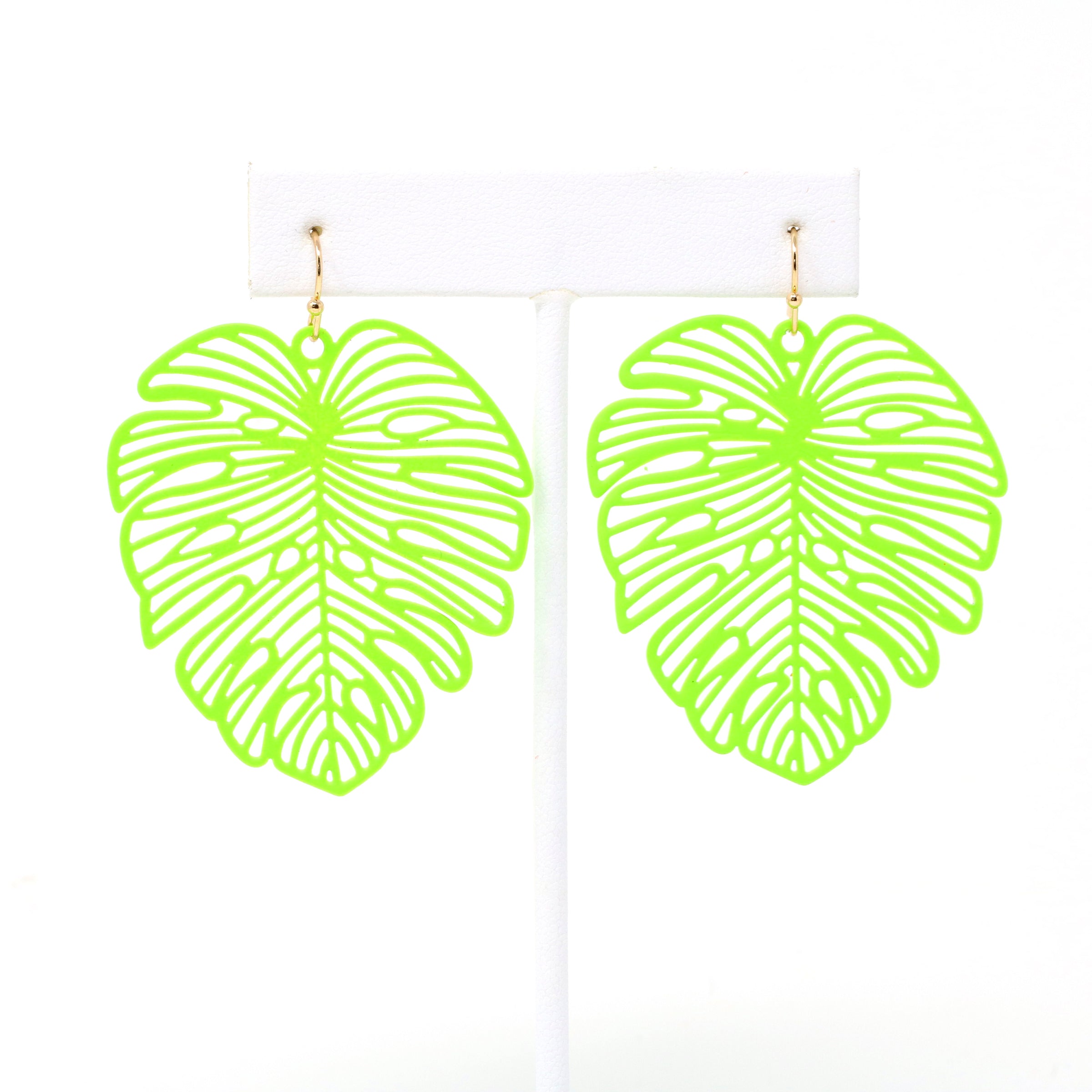 Neon Leaf Drop Earrings