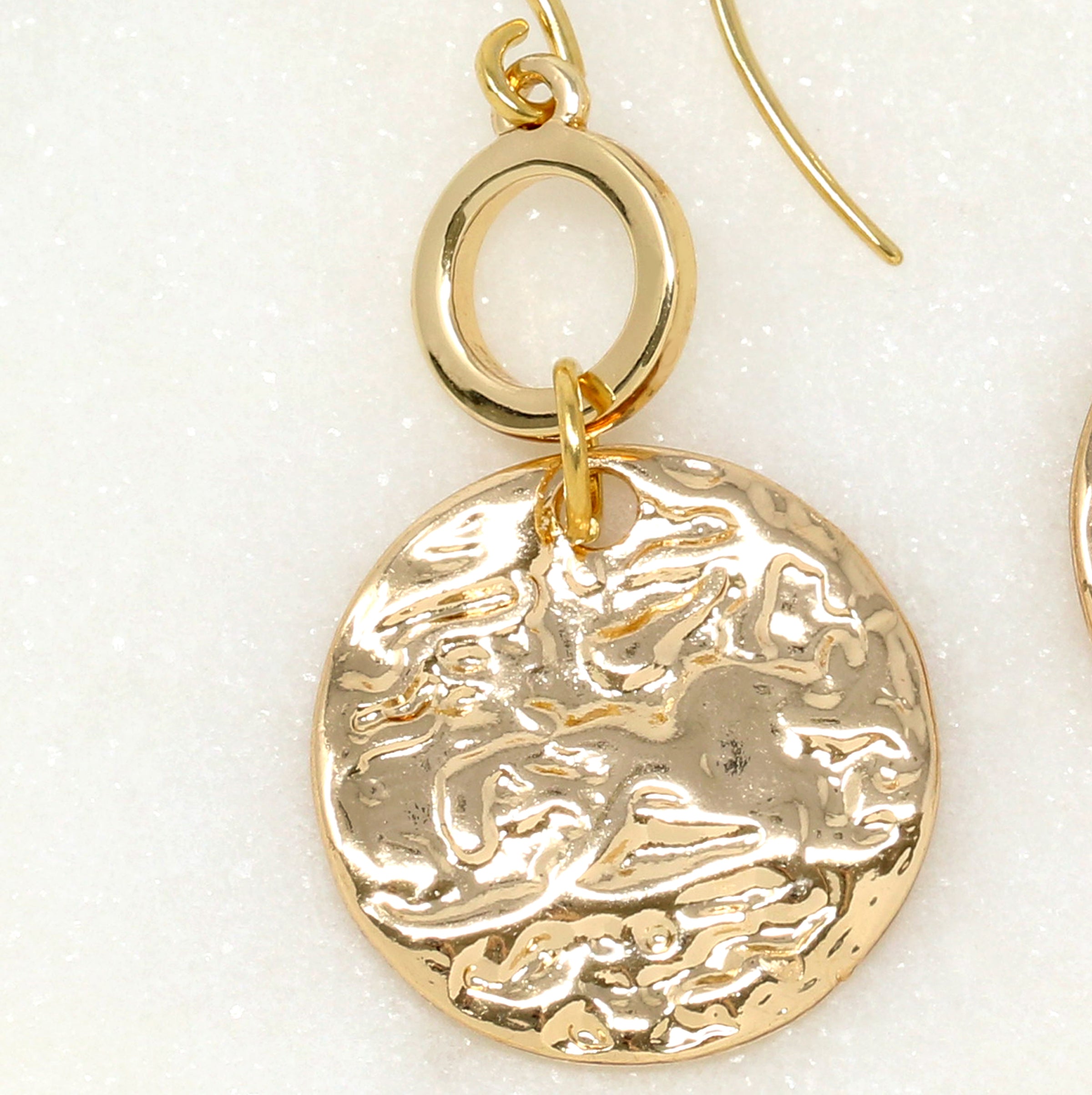 Hammered Circle Dangle Earrings
