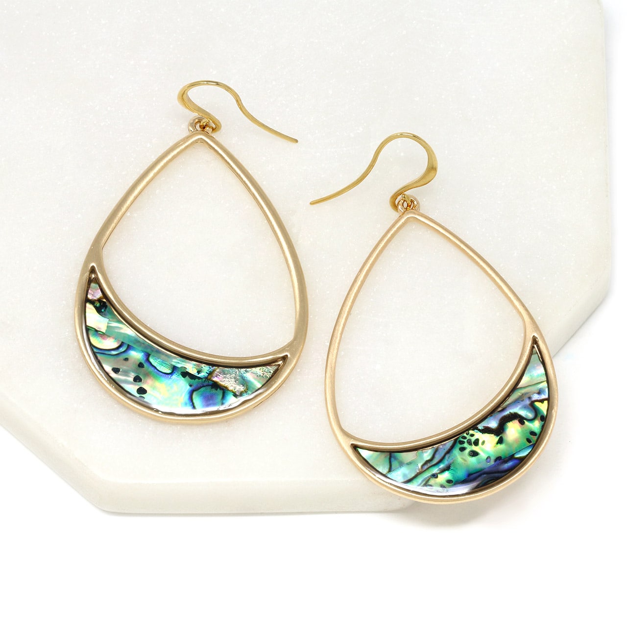 Abalone Teardrop Drop Earrings
