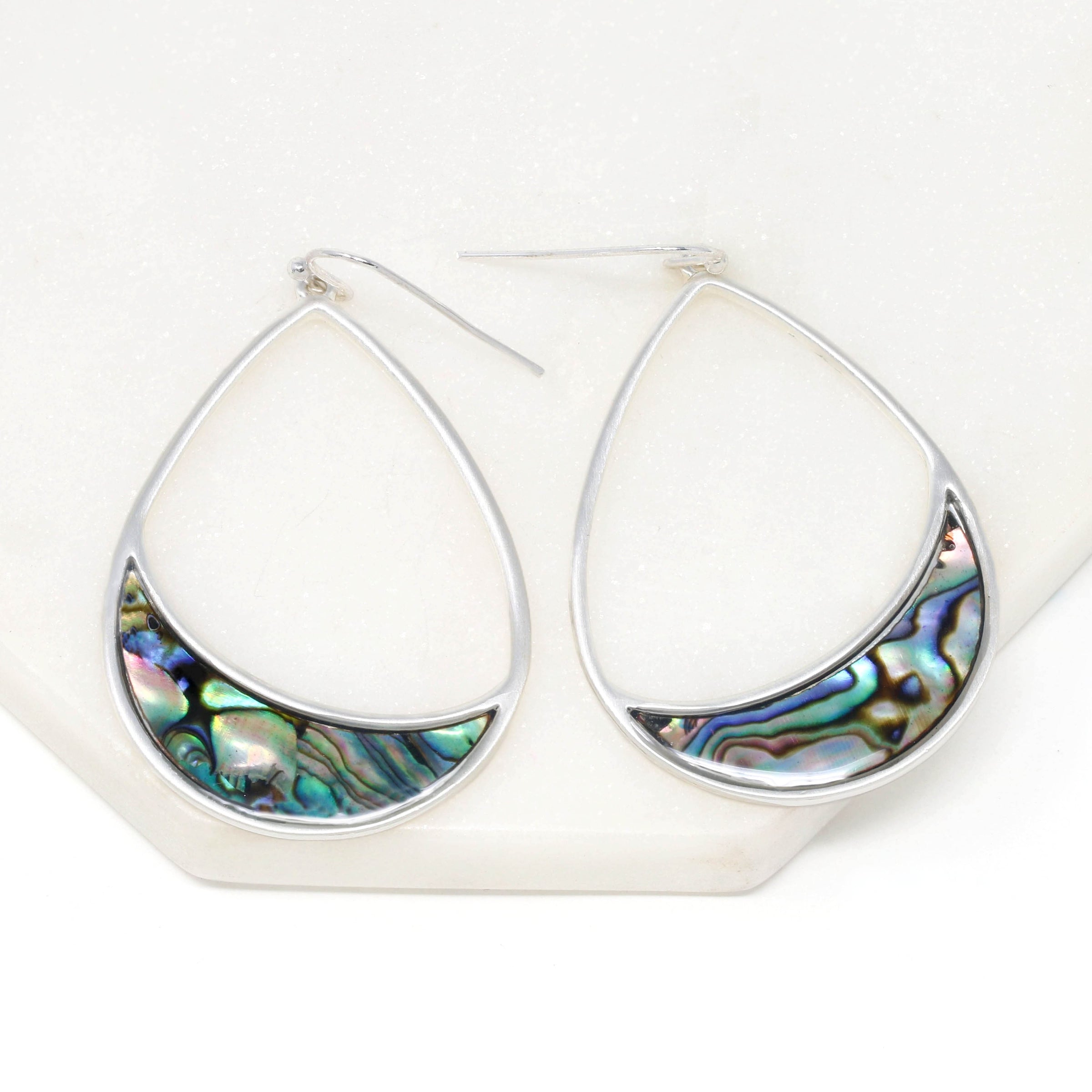 Abalone Teardrop Drop Earrings