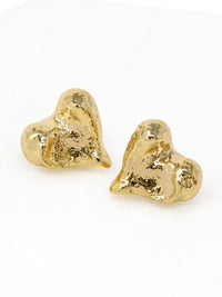 Textured Puffy Heart Stud Earrings