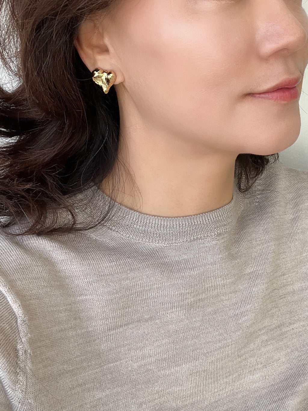 Textured Puffy Heart Stud Earrings