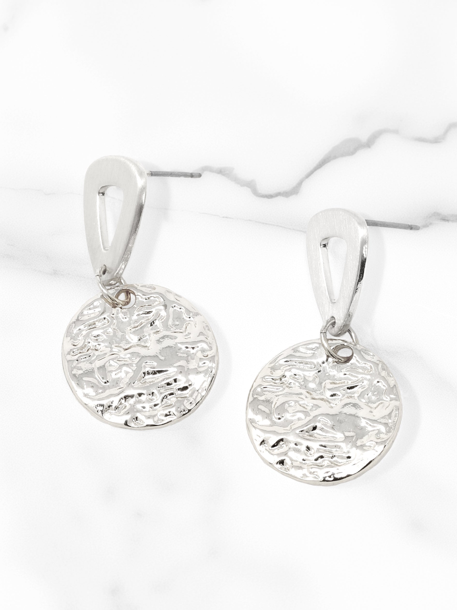 Hammered Circle Stud Earrings