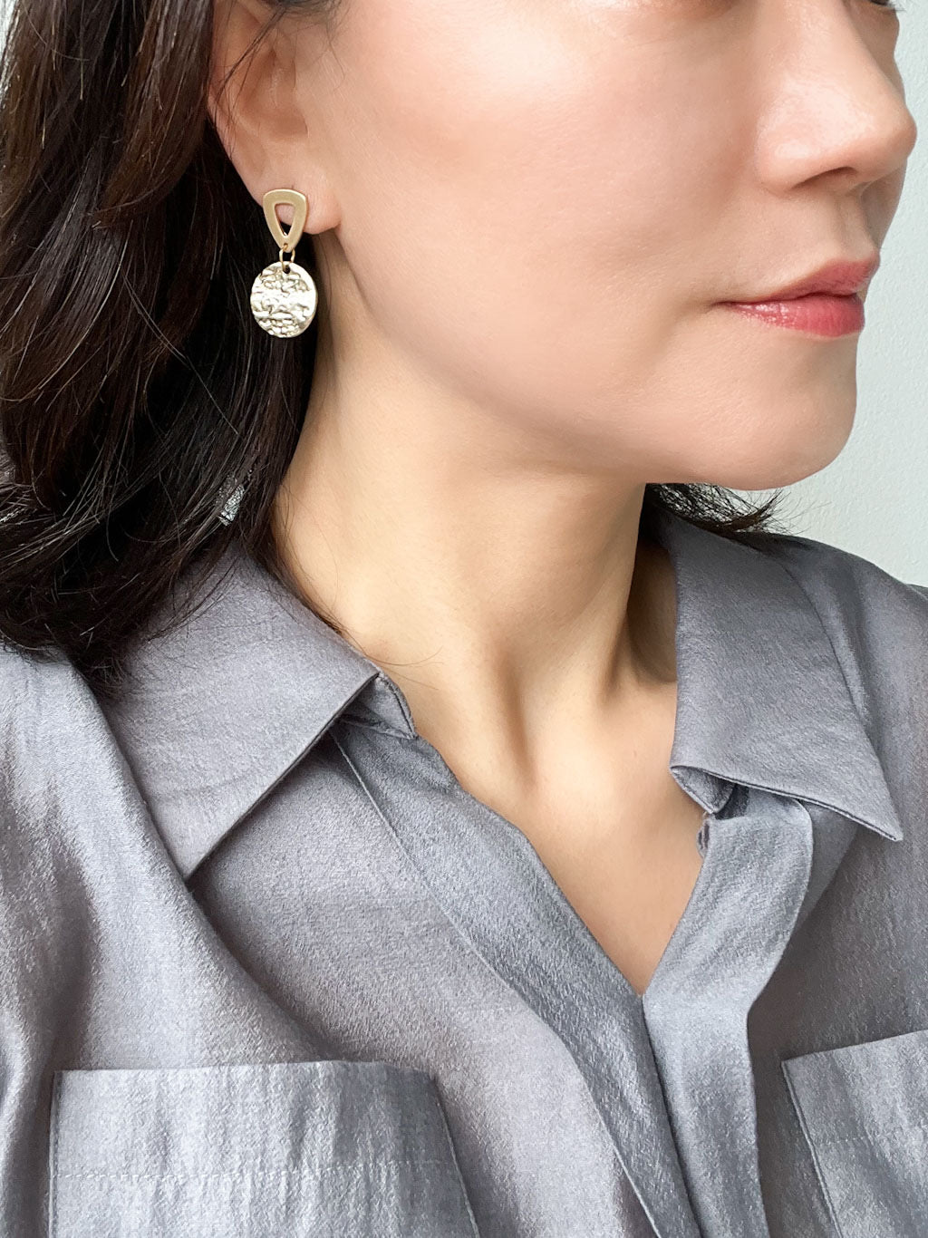 Hammered Circle Stud Earrings