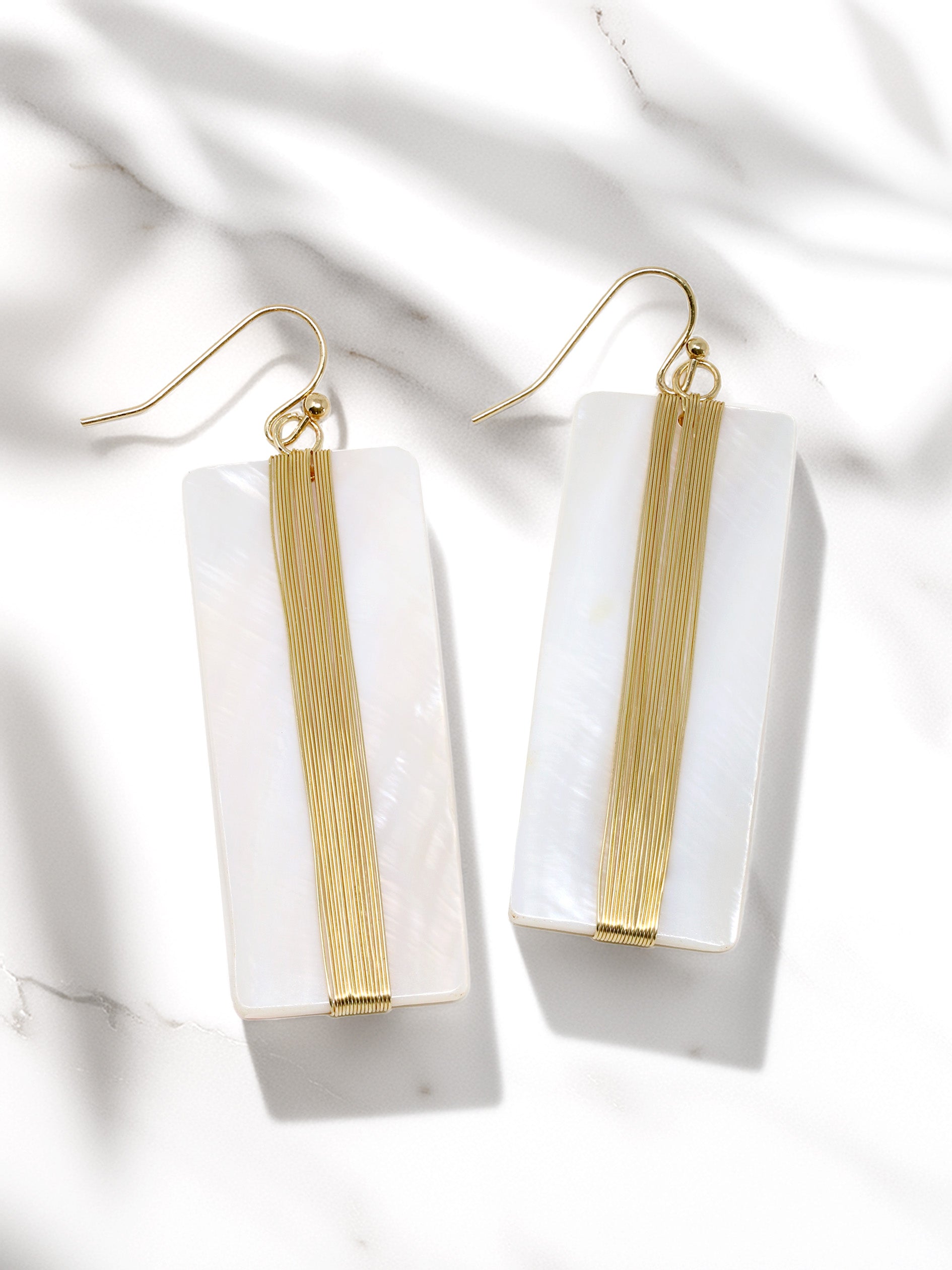 Modern Mother of Pearl Shell Statement Earrings