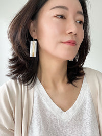 Modern Mother of Pearl Shell Statement Earrings