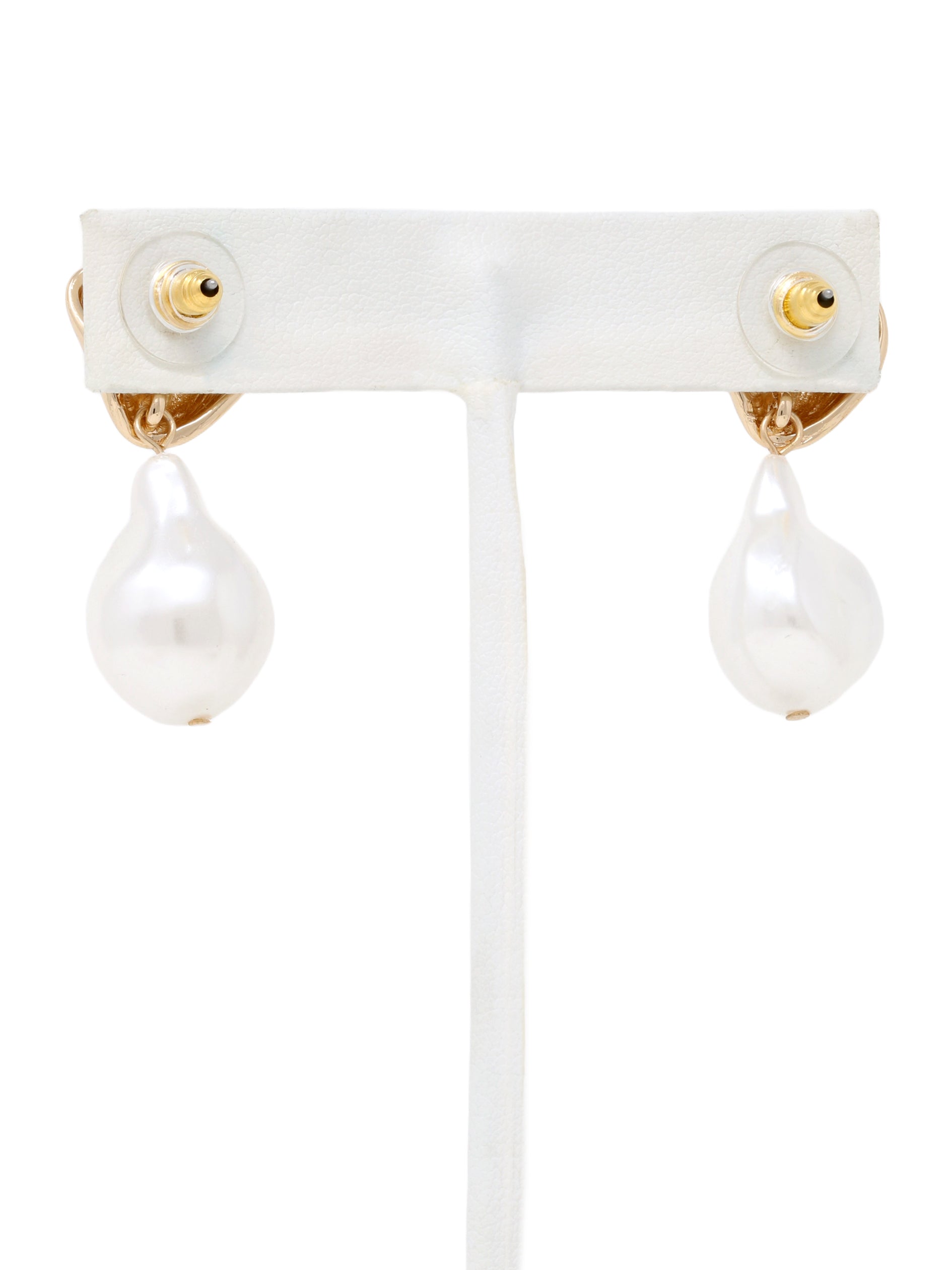 Puffy Heart & Baroque Pearl Drop Earrings