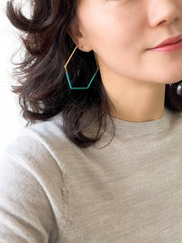 Colored Hexagon Hoop Earrings