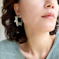 Floral Abalone Hoop Earrings