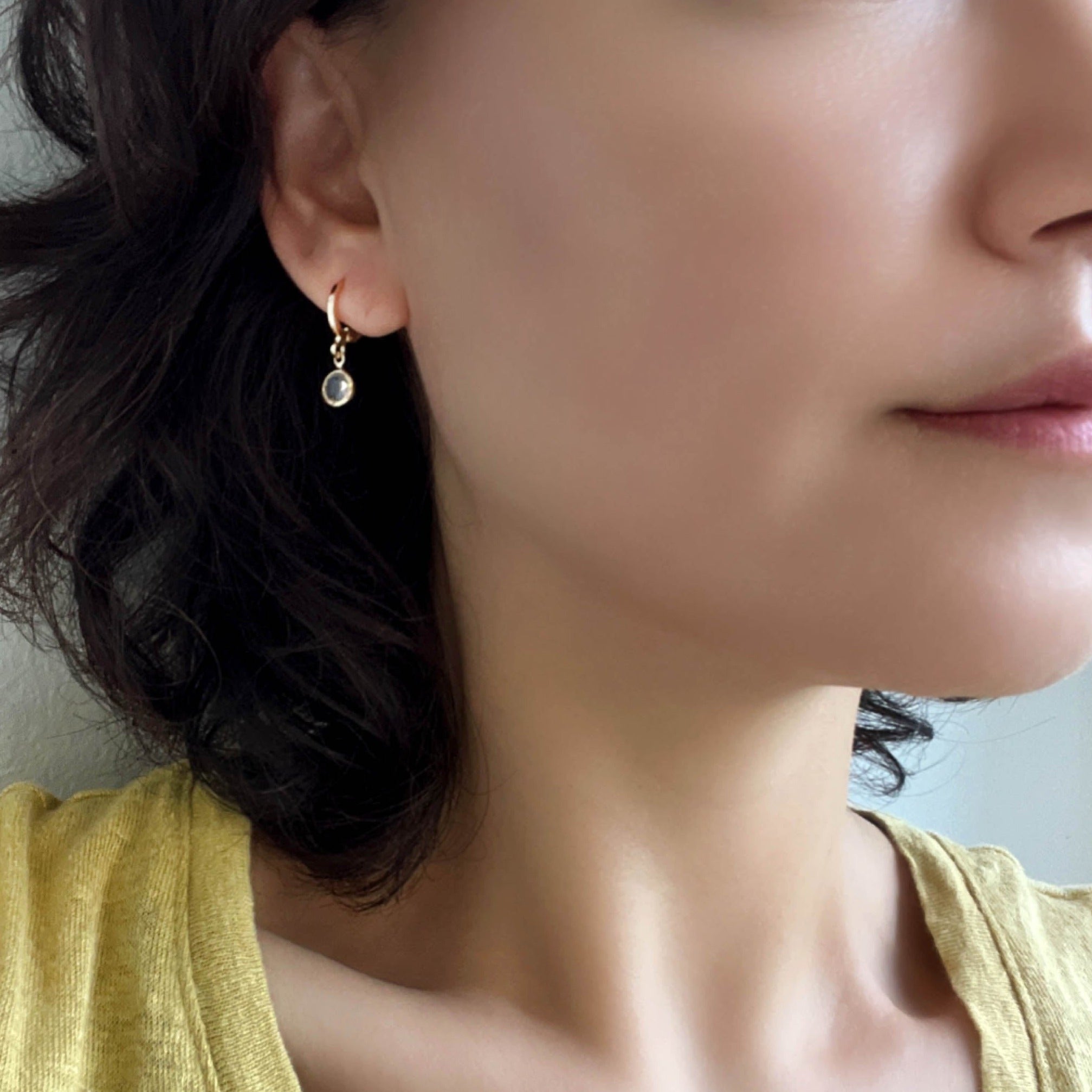 Gold Filled Crystal Drop Huggie Earrings