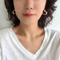Gold Filled Hollow Heart Hoop Earrings