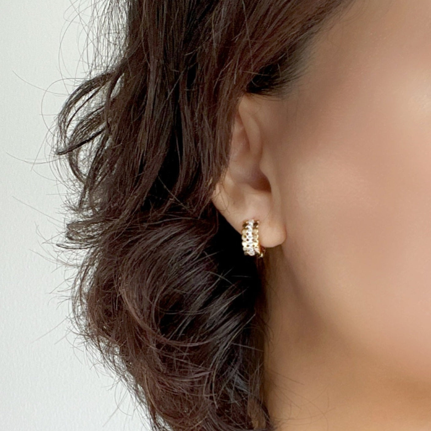 Gold Filled Crystal Huggie Earrings