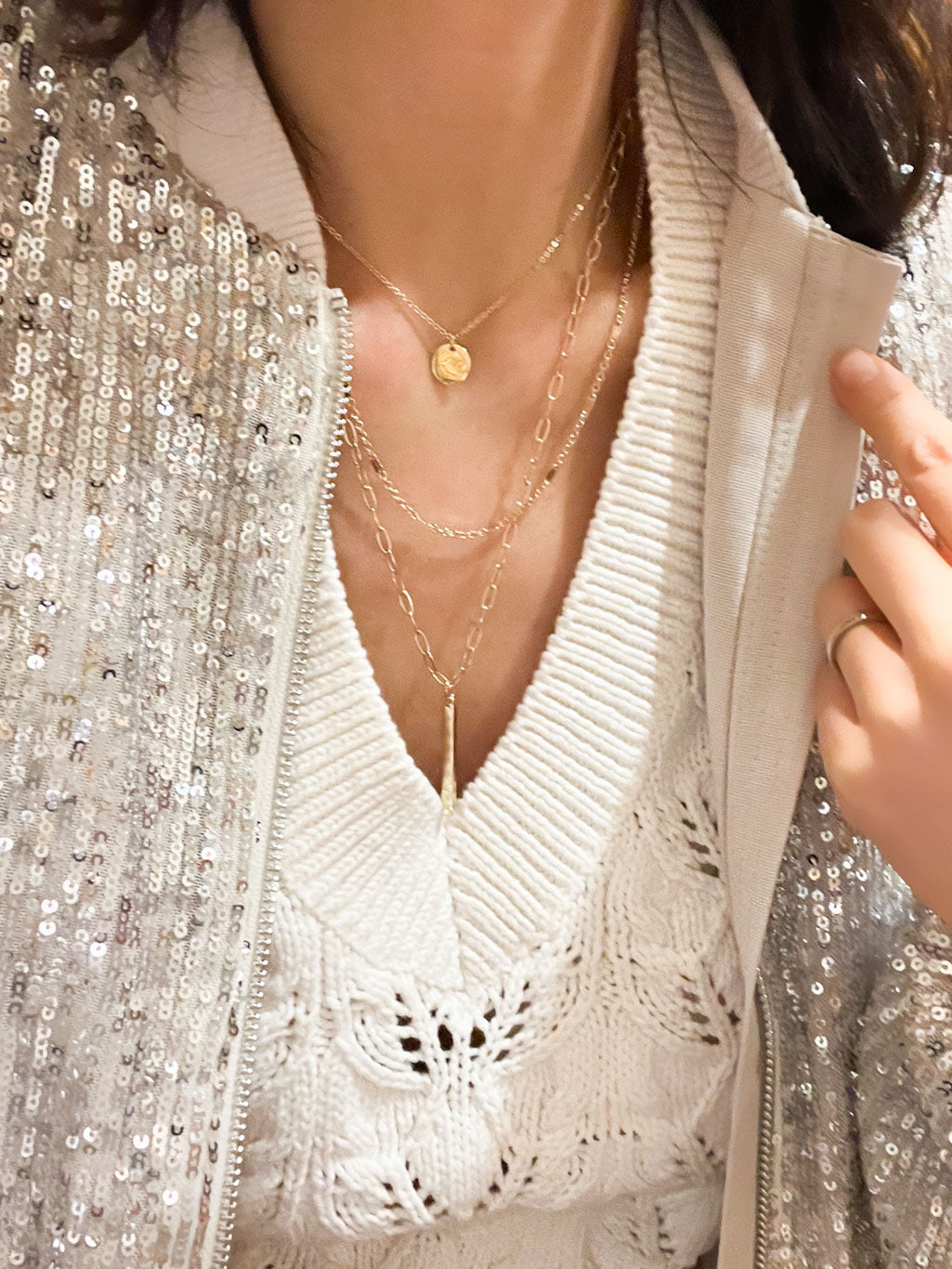 Dainty Triple Layered Charm Necklace