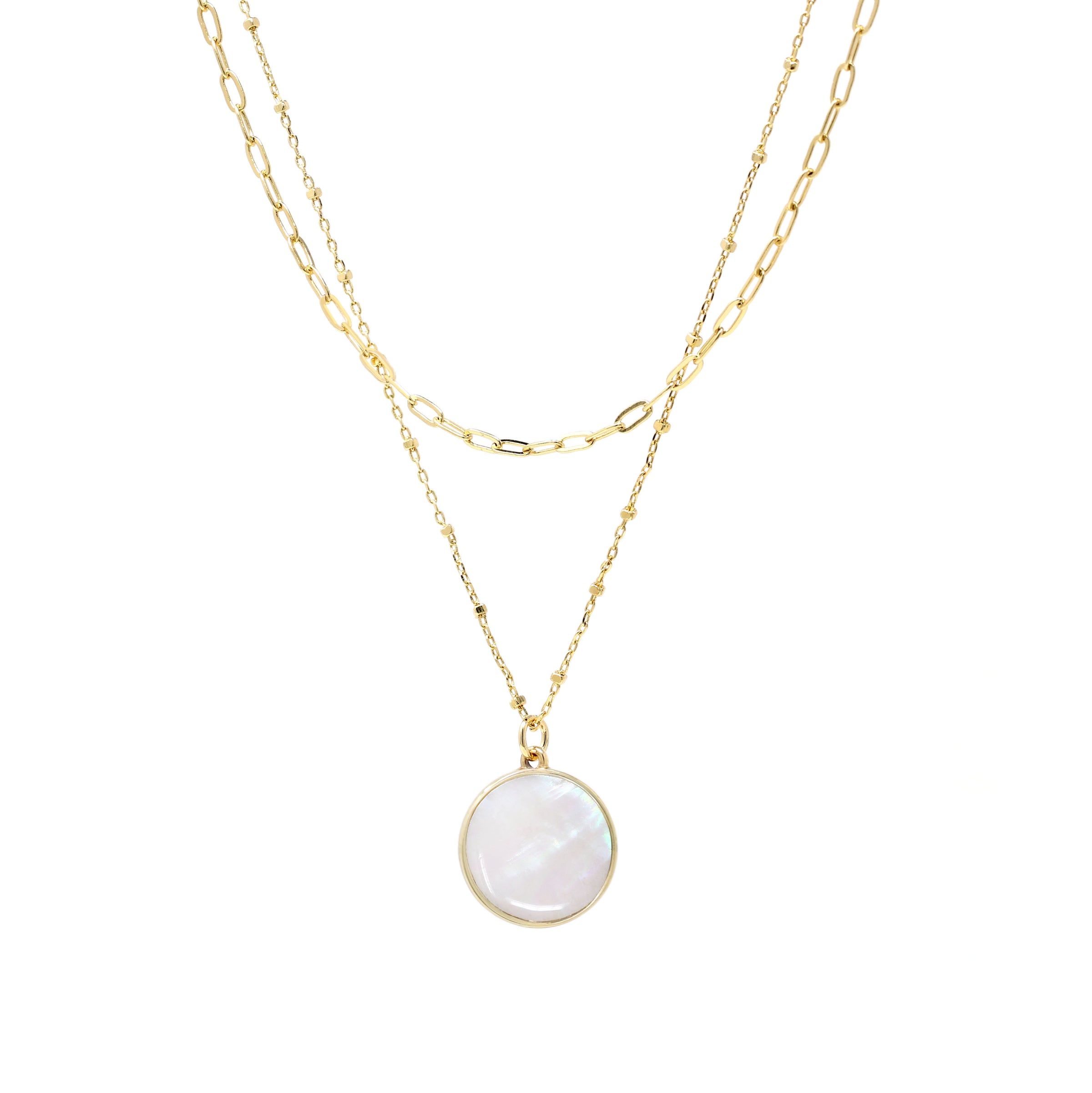 Double Layered Abalone Charm Necklace
