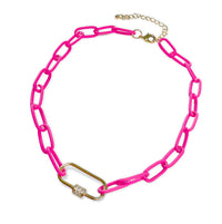 Pave Carabiner Neon Chain Necklace