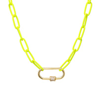 Pave Carabiner Neon Chain Necklace