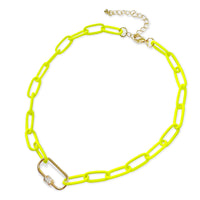Pave Carabiner Neon Chain Necklace