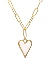 Mother Of Pearl Shell Heart Charm Necklace