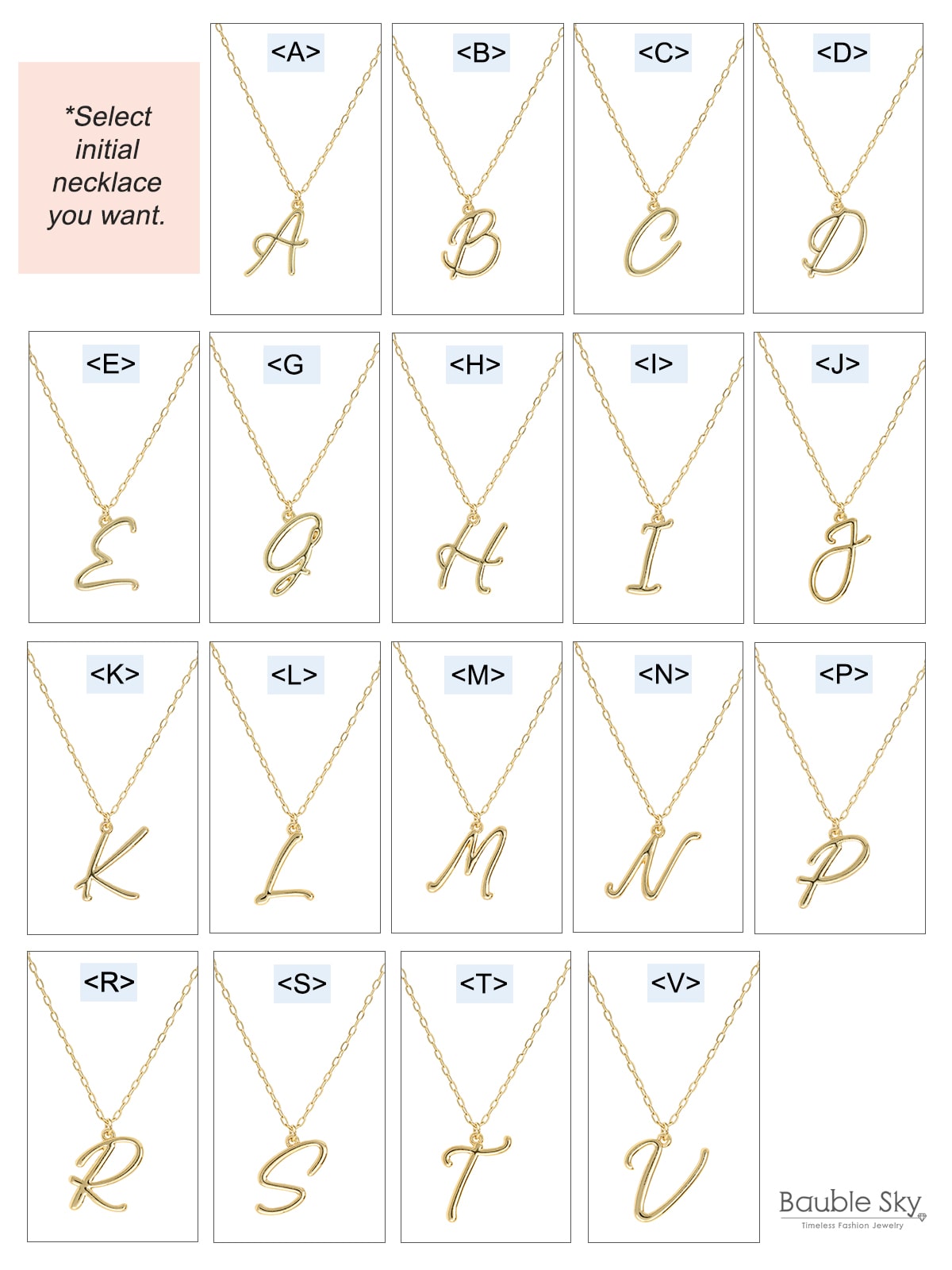 Script Initial Short Necklace