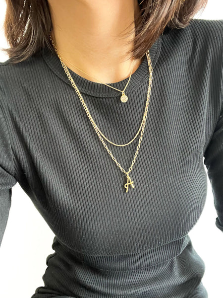 Triple Layered Initial Charm Necklace | Bauble Sky