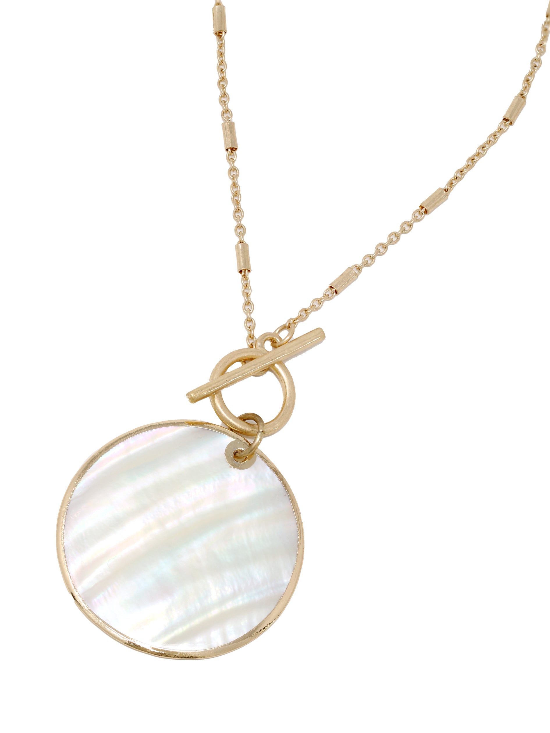 Mother of Pearl Pendant Necklace with Toggle Clasp