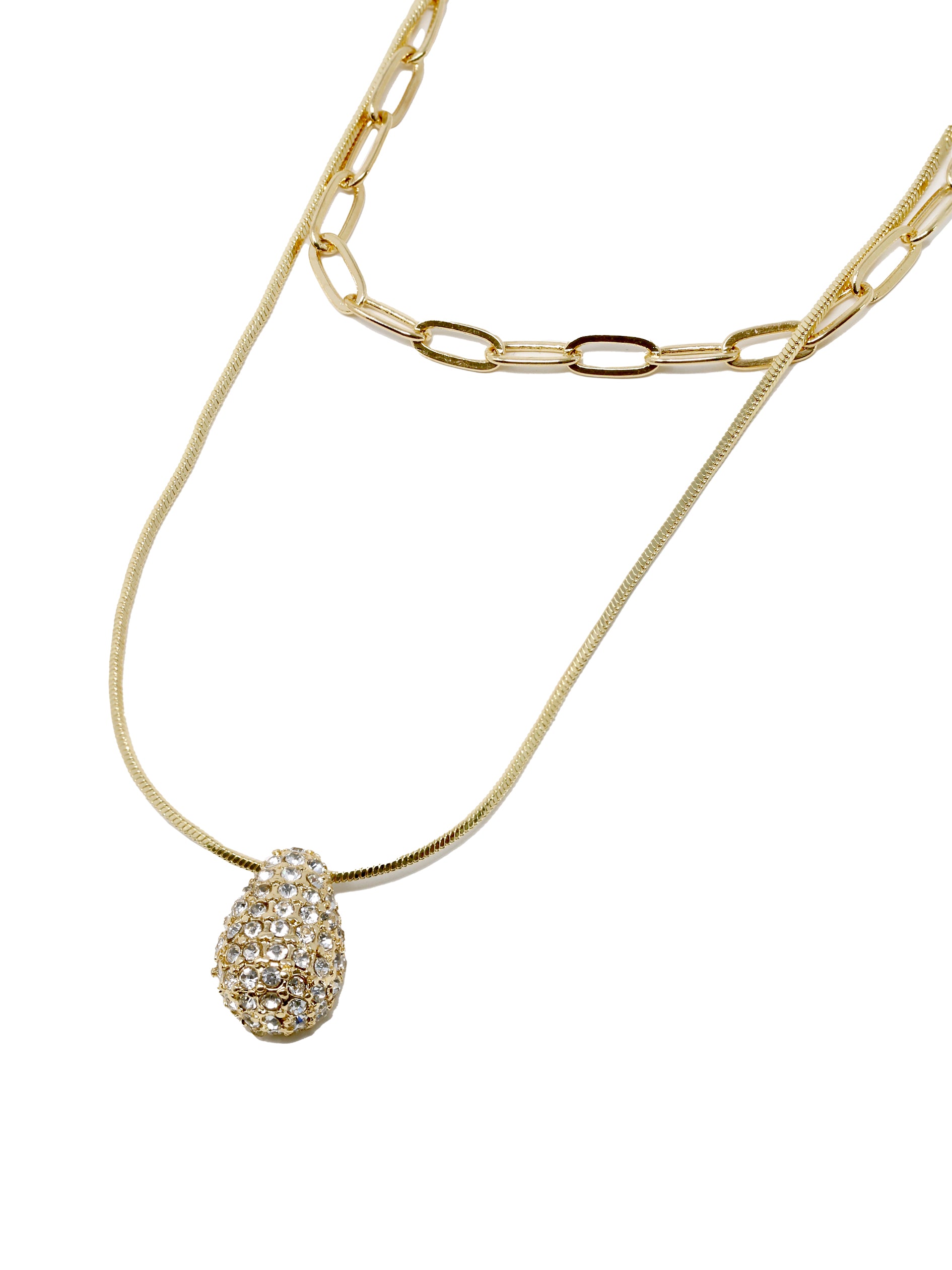 Puffy Teardrop Charm Double-Layered Choker Necklace