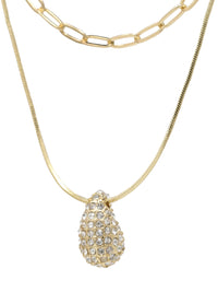 Puffy Teardrop Charm Double-Layered Choker Necklace
