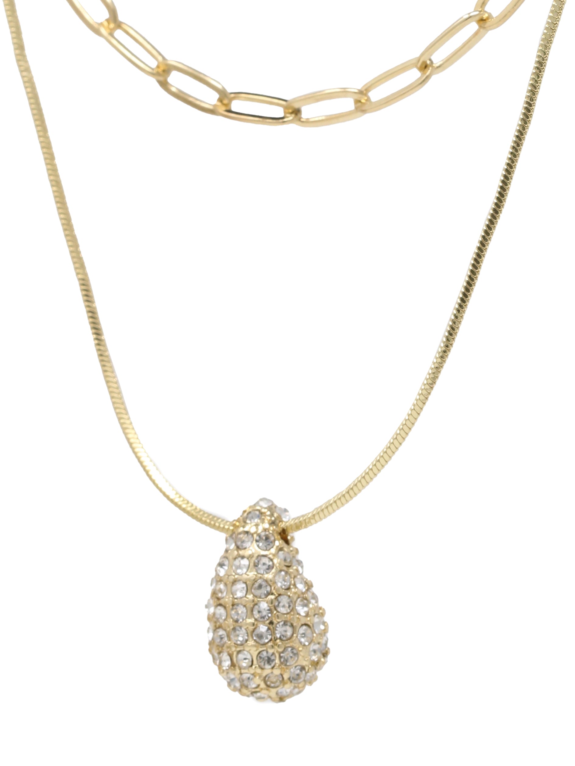 Puffy Teardrop Charm Double-Layered Choker Necklace