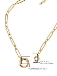 Bold Paperclip Chain Necklace with Circle Carabiner