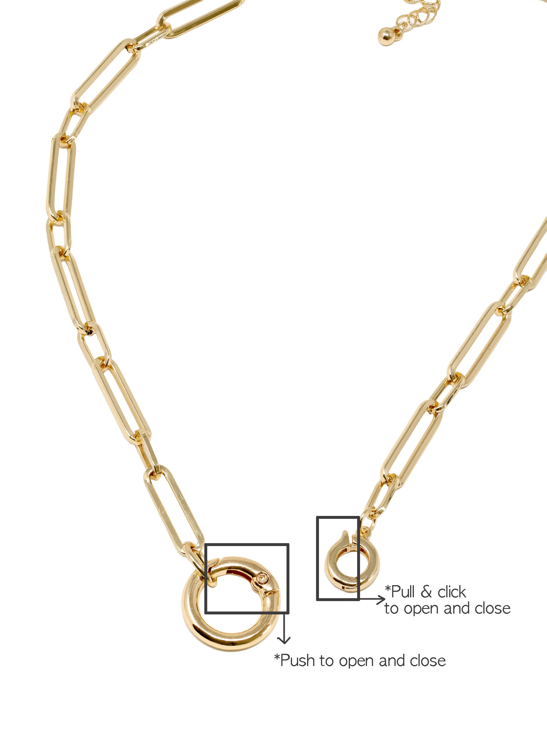 Bold Paperclip Chain Necklace with Circle Carabiner