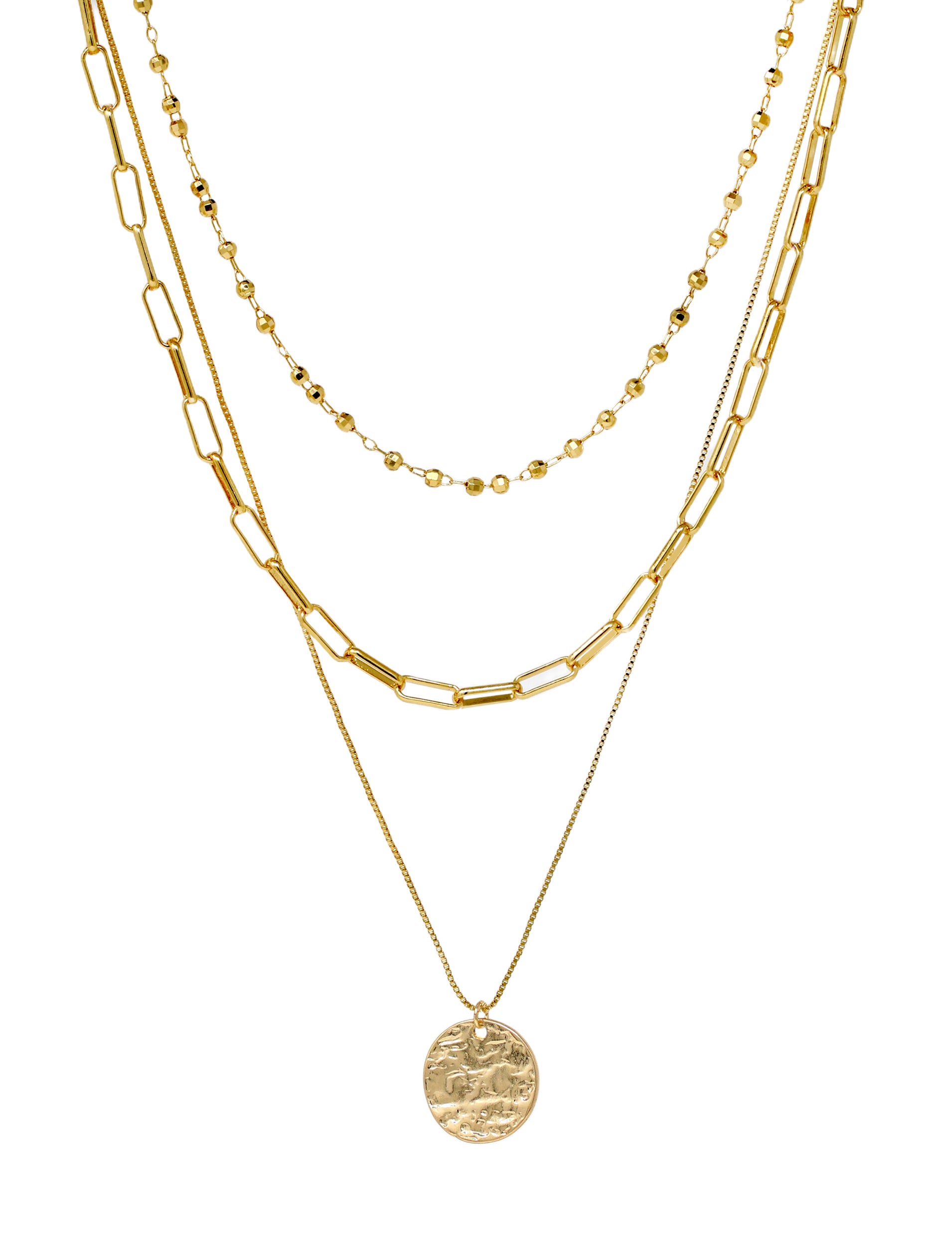4-Layer Pearl & Gold Charm Necklace