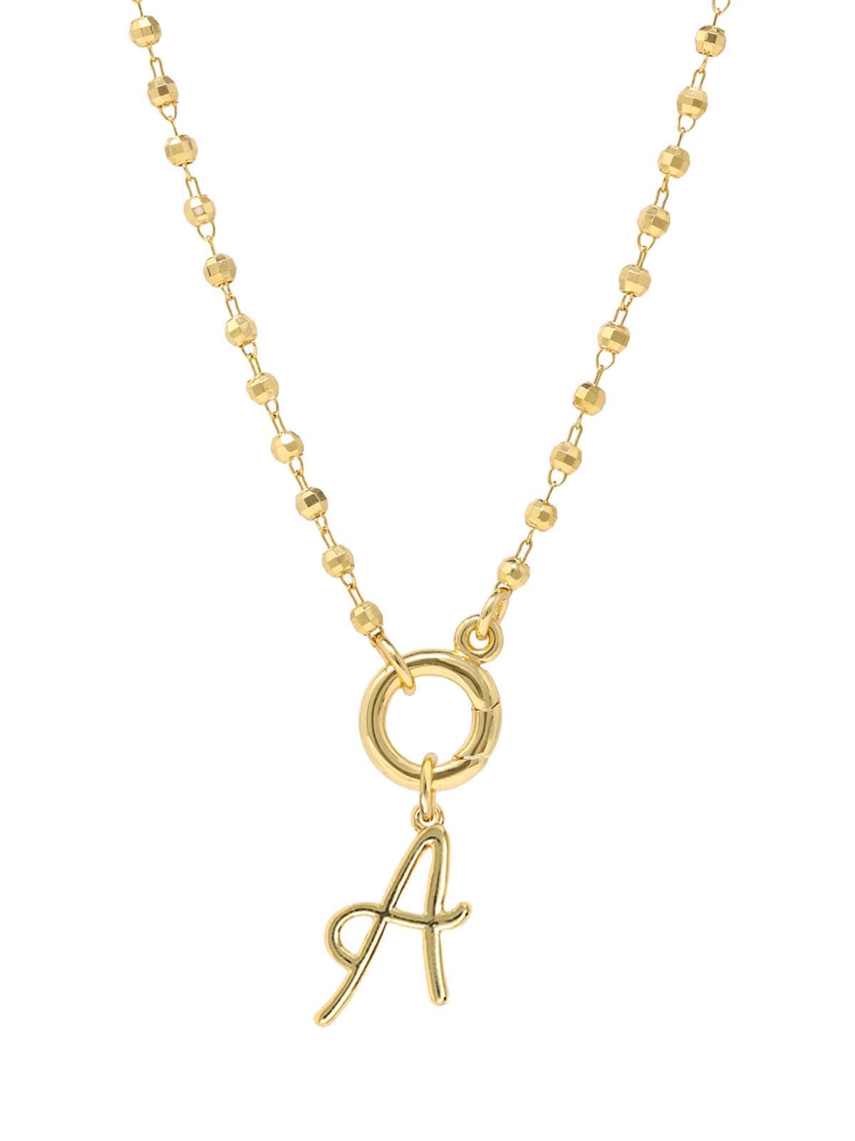 Script Initial Carabiner Short Necklace in gold.
