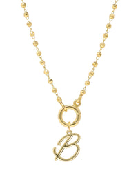 Script Initial Carabiner Short Necklace in gold.