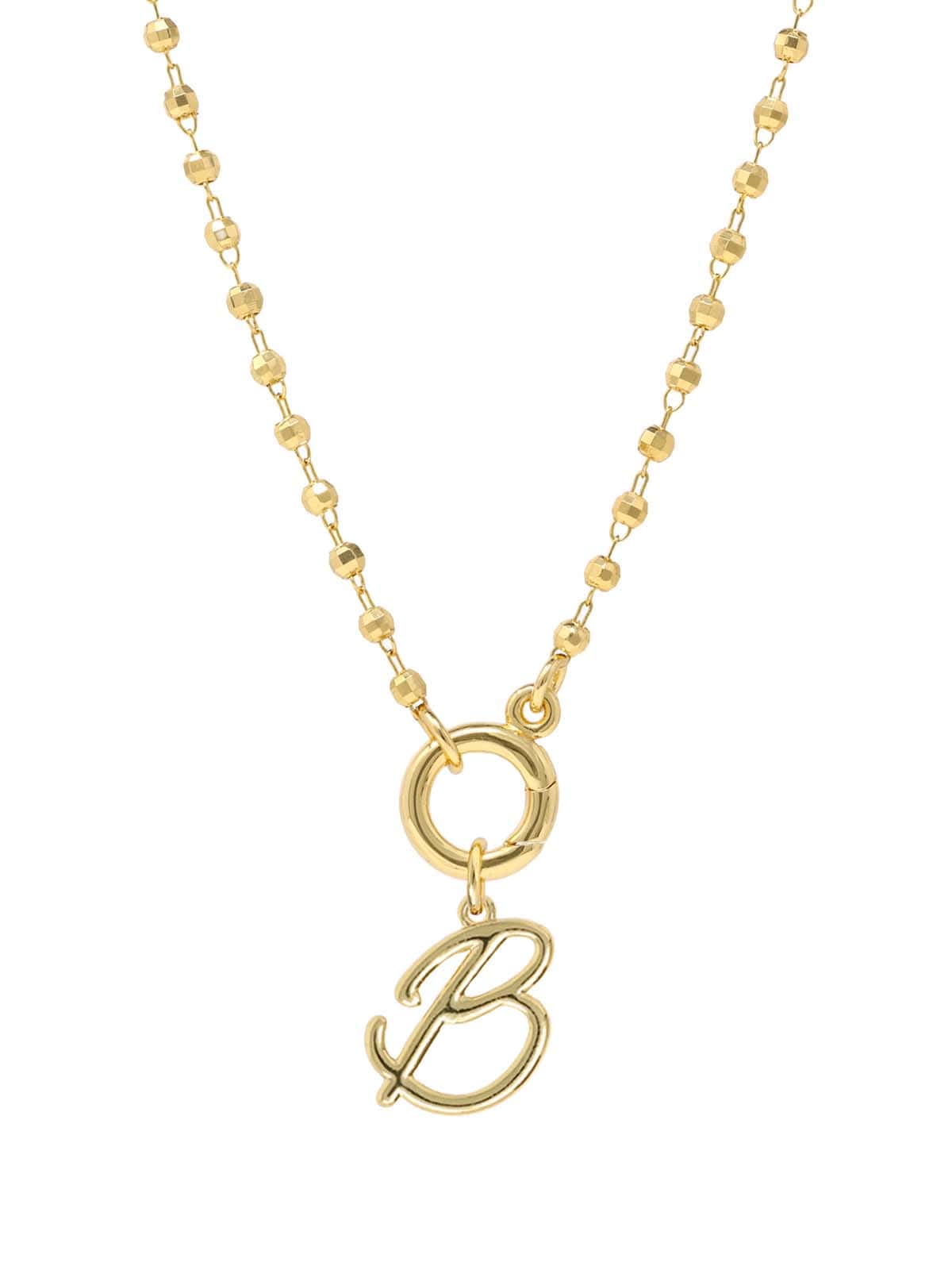 Script Initial Carabiner Short Necklace in gold.