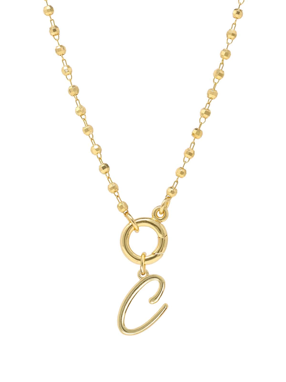 Script Initial Carabiner Short Necklace in gold.