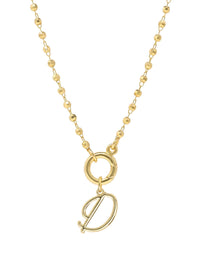 Script Initial Carabiner Short Necklace in gold.