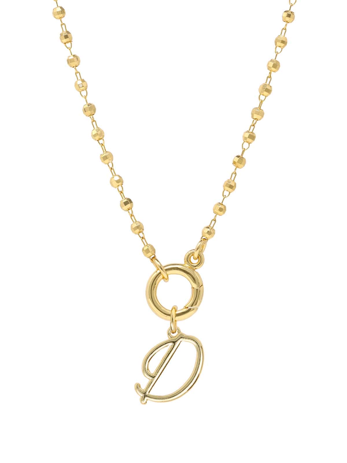 Script Initial Carabiner Short Necklace in gold.