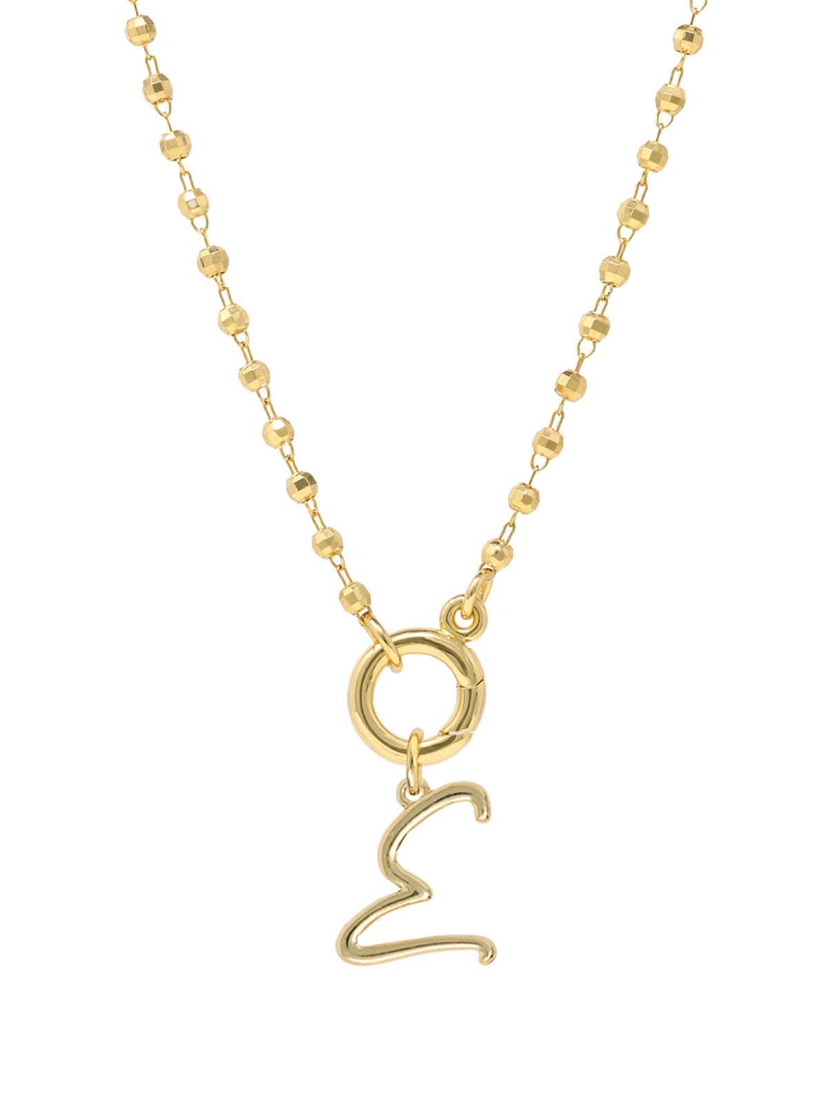 Script Initial Carabiner Short Necklace in gold.