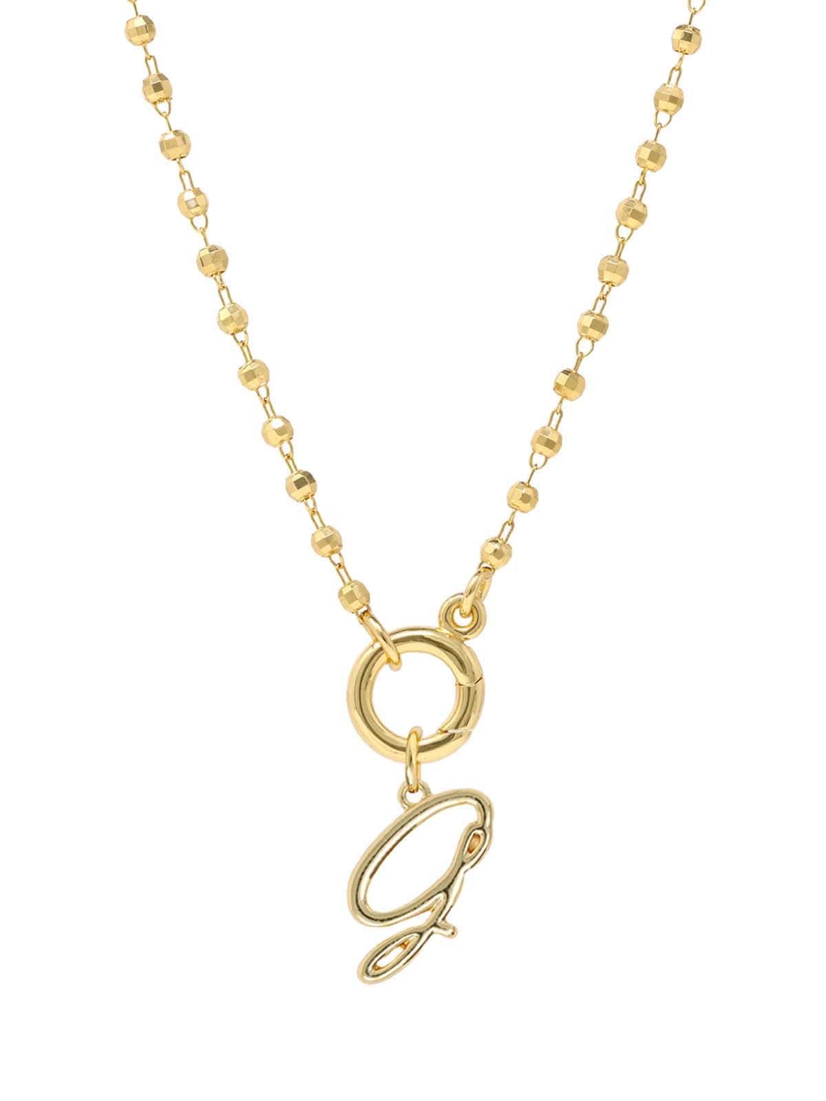 Script Initial Carabiner Short Necklace in gold.