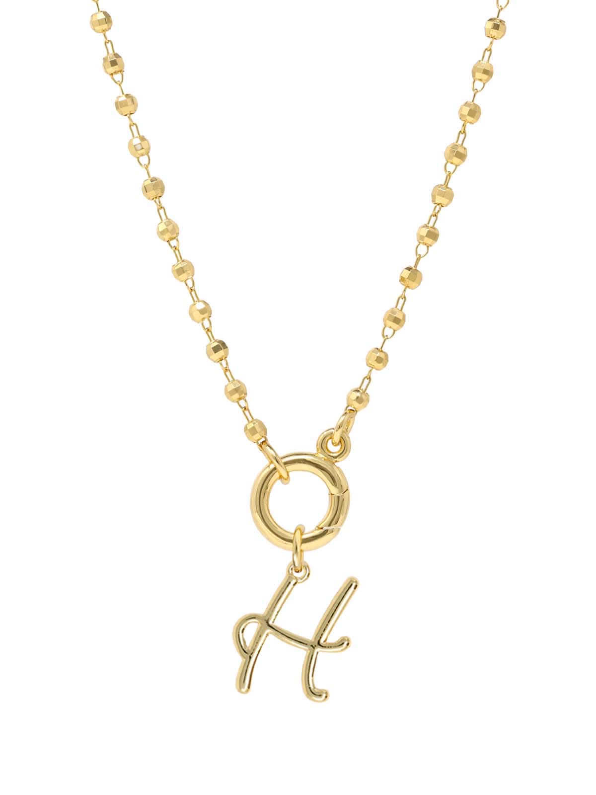 Script Initial Carabiner Short Necklace in gold.